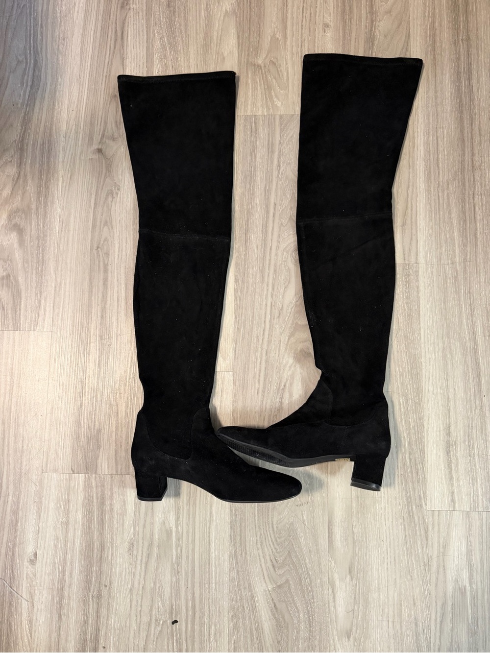Stuart Weitzman Black Suede Over-the-Knee Boots
